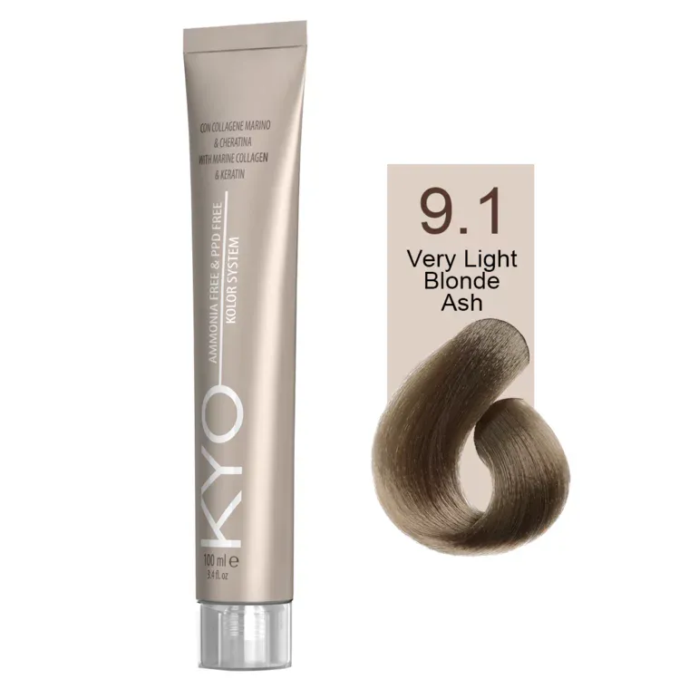 Pepeljaste nijanse - farba za kosu bez amonijaka 100 ml — Veoma svetla pepeljastoplava 9.1 — slika 1