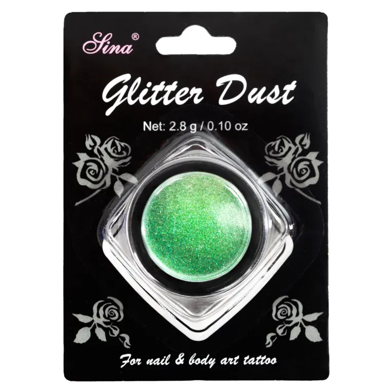 Glitter prah za nokte i telo 2.8g — Duga zeleni DUSTB-30 — slika 1