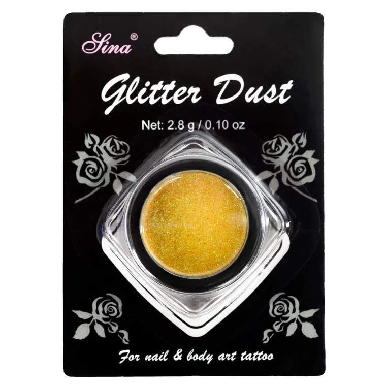 Glitter prah za nokte i telo 2.8g — Duga žuti DUSTB-23 — slika 1