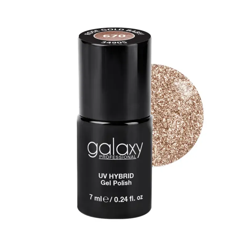 GLITTERS - trajni lak za nokte UV/LED Hybrid 7 ml — Rose Gold Baby! S670 — slika 1