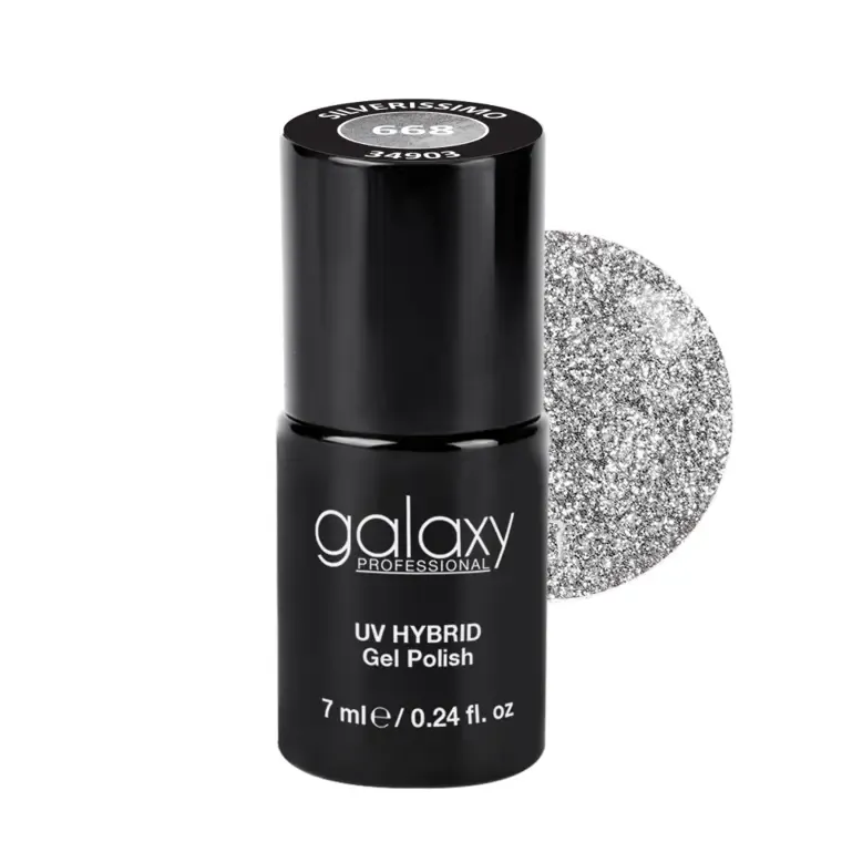GLITTERS - trajni lak za nokte UV/LED Hybrid 7 ml — Silverissimo S668 — slika 1