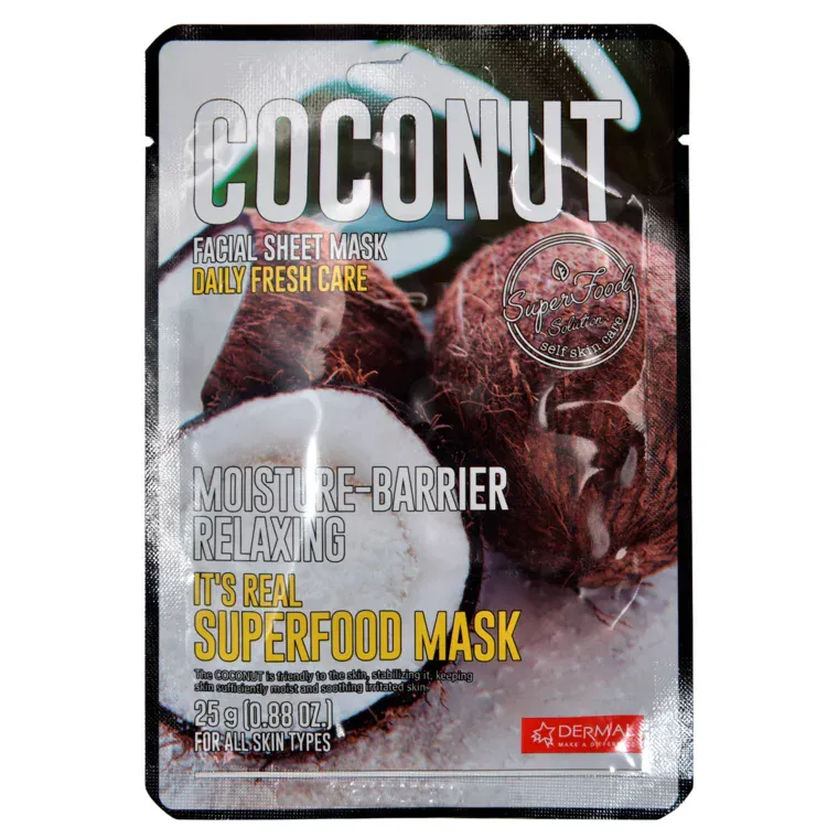 Sheet maska za lice DERMAL Superfood kokos — slika 1