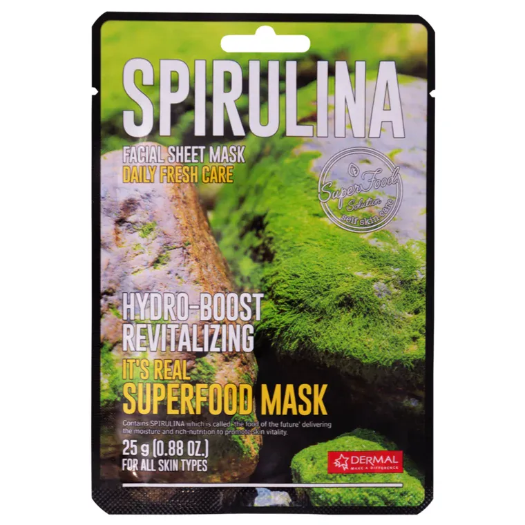 Sheet maska za lice DERMAL Superfood spirulina — slika 1