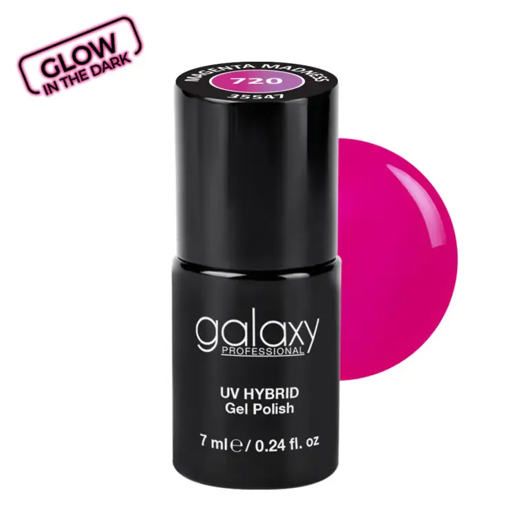 GLOW IN THE DARK - trajni lak za nokte UV/LED Hybrid 7 ml — Magenta Madness S720 — slika 1