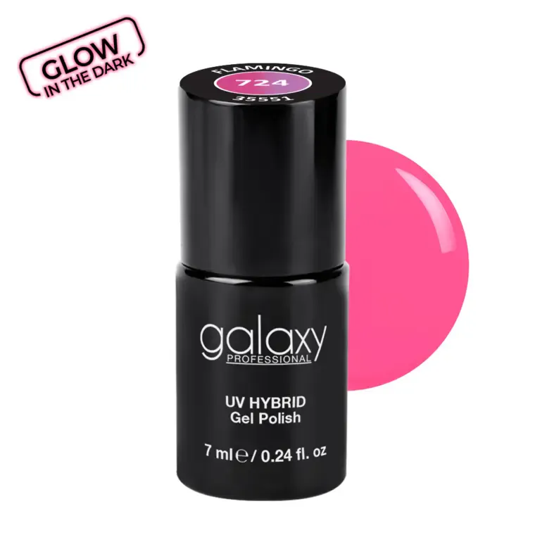 GLOW IN THE DARK - trajni lak za nokte UV/LED Hybrid 7 ml — Flamingo S724 — slika 1