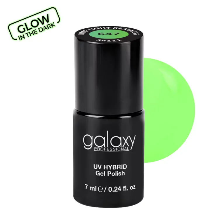 GLOW IN THE DARK - trajni lak za nokte UV/LED Hybrid 7 ml — Lime Light Realness S647 — slika 1