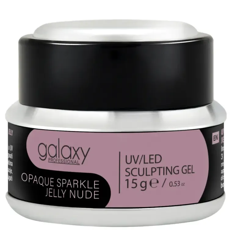 Gradivni kamuflažni gel za nadogradnju noktiju - UV/LED Opaque Sparkle Jelly Nude — 15 g — slika 1
