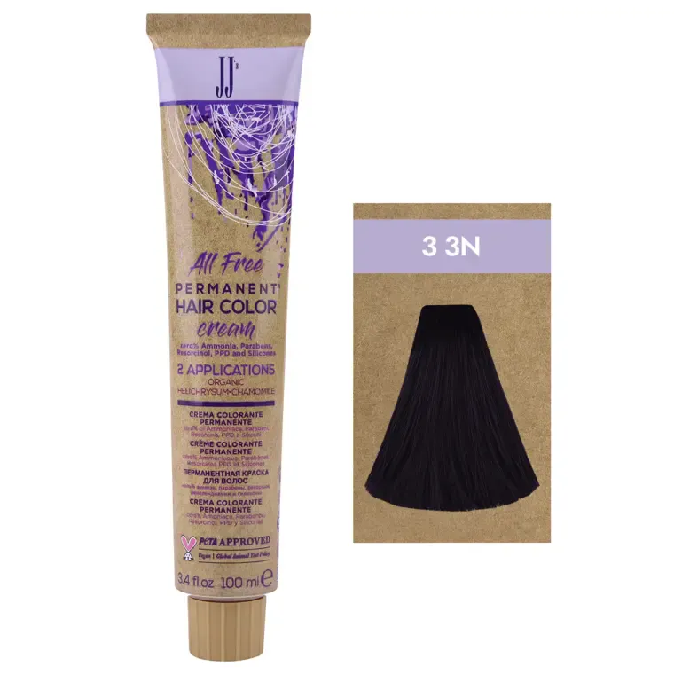 Prirodne nijanse - farba za kosu All Free 100 ml — 3-3N Tamnobraon — slika 1