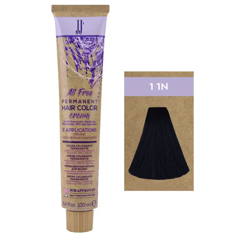 Prirodne nijanse - farba za kosu All Free 100 ml — 1-1N Crna — slika 1