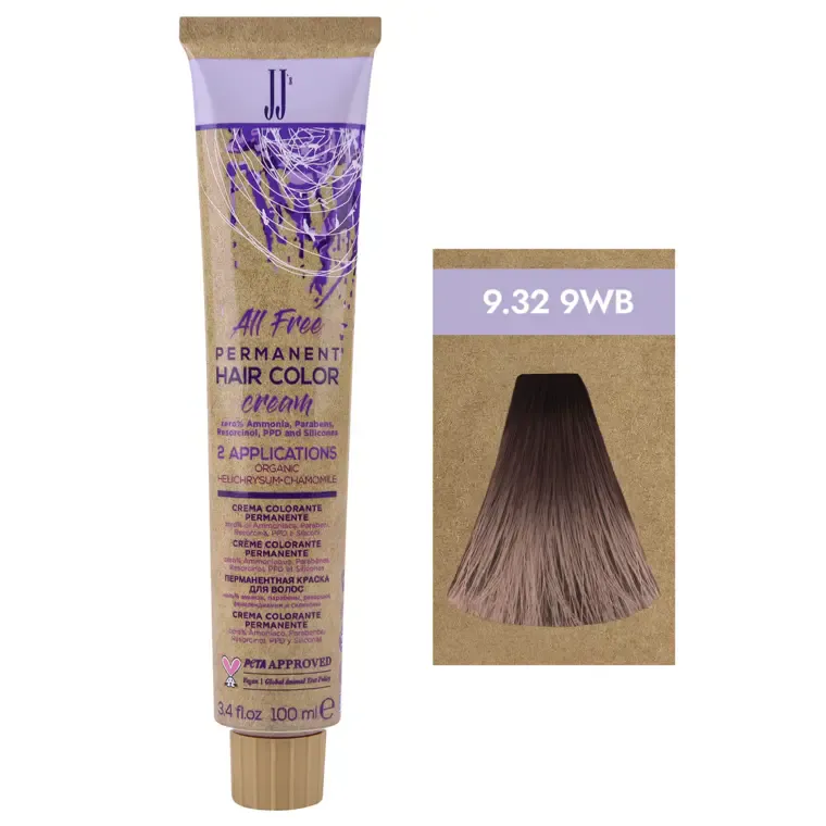 Tople bež nijanse - farba za kosu All Free 100 ml — 9.32-9WB Topla bež veoma svetloplava — slika 1