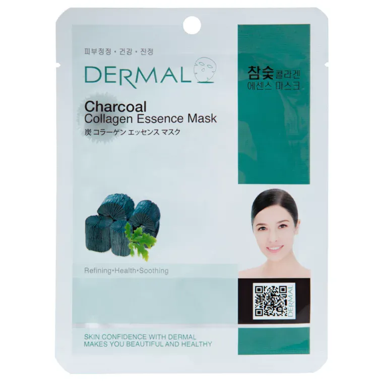 Sheet maska za lice DERMAL Collagen Essence aktivni ugalj — slika 1