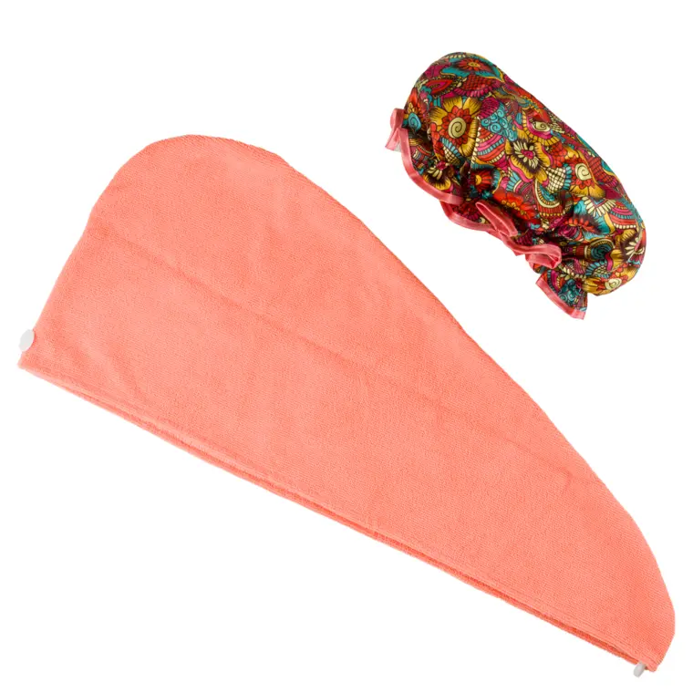 Set kapa za tuširanje i turban Flower Power — slika 9