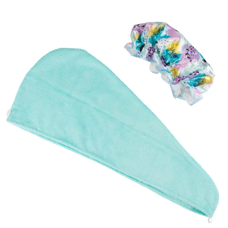 Set kapa za tuširanje i turban Turquoise Abstract — slika 2