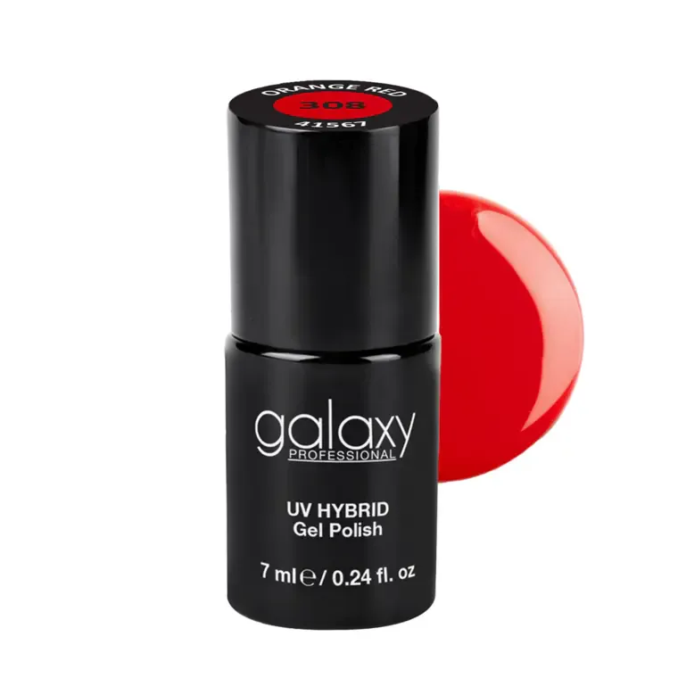 CORAL RED - trajni lak za nokte UV/LED Hybrid 7 ml — Orange Red S308 — slika 1