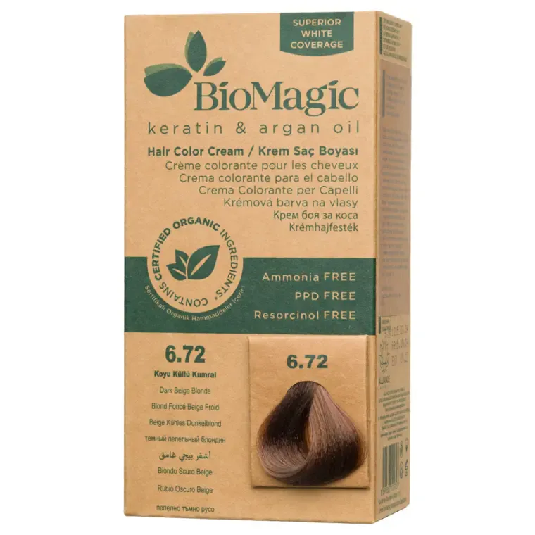 Bež nijanse - farba za kosu 60 ml — Bež tamnoplava 6.72 — slika 1