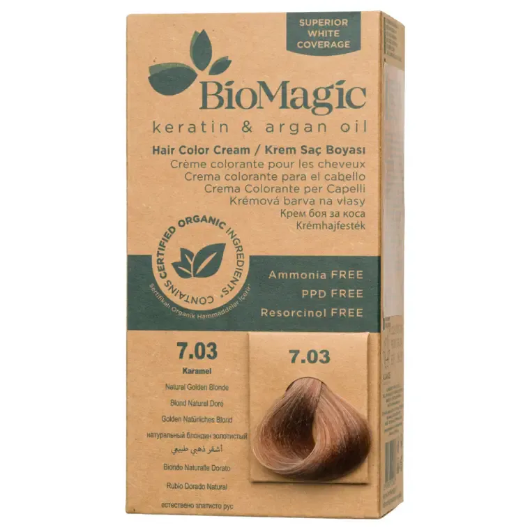 Zlatne nijanse - farba za kosu 60 ml — Zlatnoplava 7.03 — slika 1