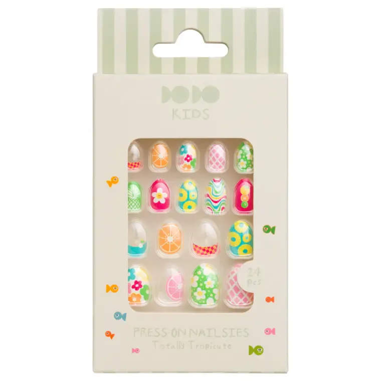 Press-on nokti za decu - Oval 24/1 — Totally Tropicute — slika 1